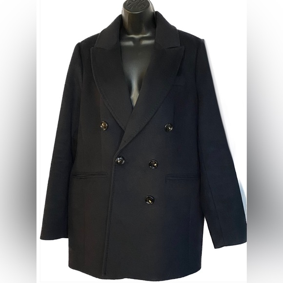 London Fog NAVY Double Breasted Wool Coat, L Winter Sale - Picture 2 of 7